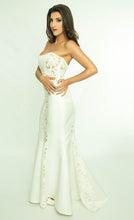 Strapless Evening gown with transparent cutaway pieces