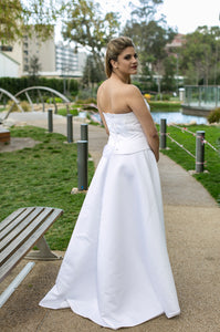 Boned Bodice with A Line Skirt and removable tulle train