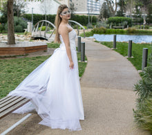 Boned Bodice with A Line Skirt and removable tulle train