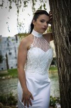 Wedding Dress, with Sweetheart Embroidered Halterneck in beautiful Bridal Satin